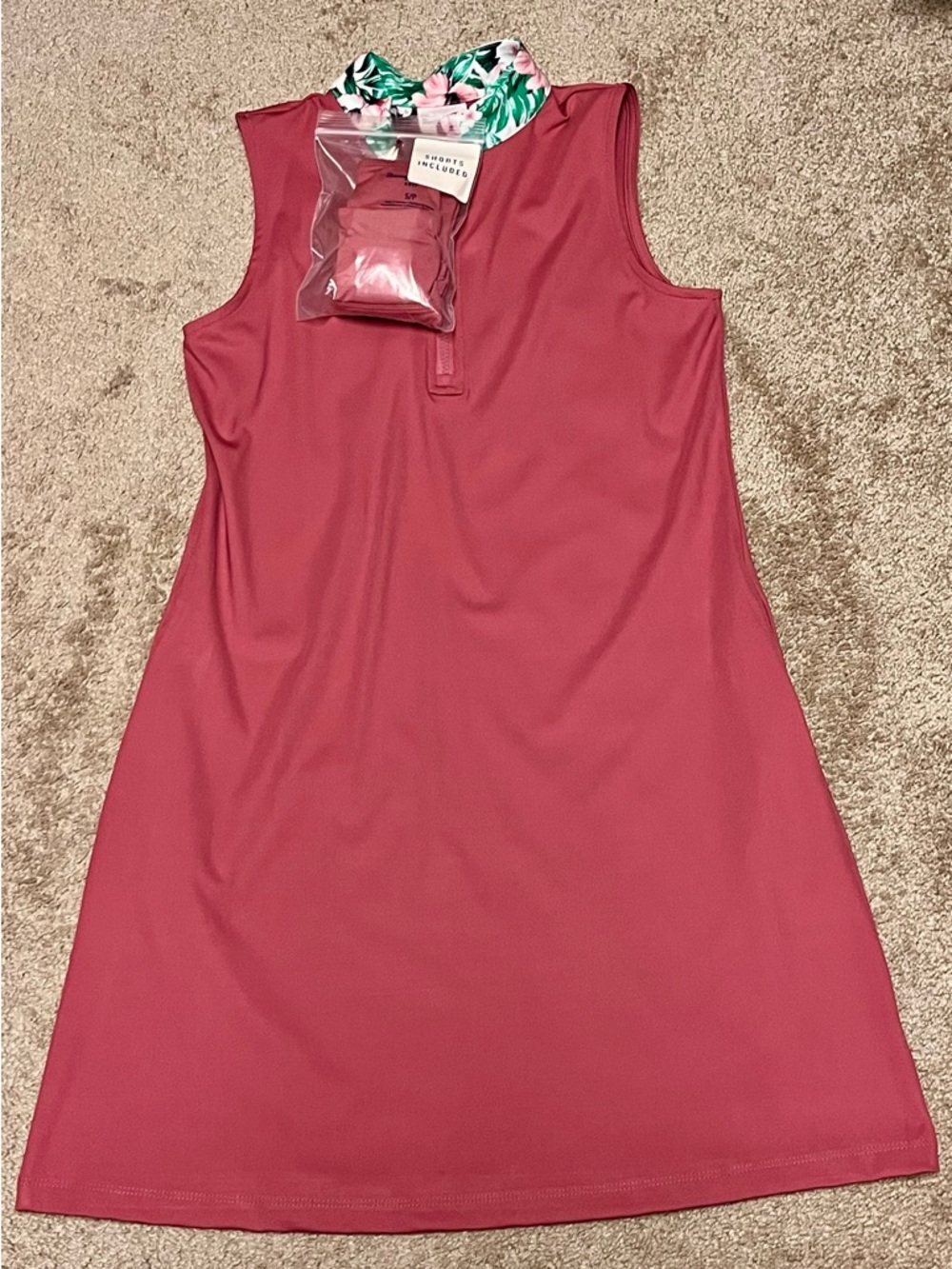 Tommy Bahama Rose Pink Sleeveless Golf Polo with Floral Collar